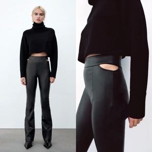 ZARA CUT OUT FAUX LEATHER LEGGINGS